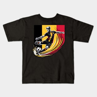 Dynamic Belgium Soccer Star in Action - Vector Design Kids T-Shirt